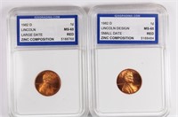 (2) 1982-D GRADED LINCOLN CENTS