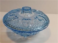 Kig Pale Blue Glass Candy Jar W Lid Fleur-de-lis
