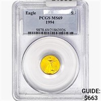 1994 $5 1/10oz. Gold Eagle PCGS MS69