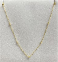 14k Gold Bead And Chain Necklace 18"