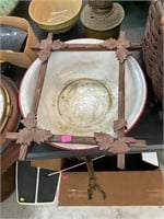 Antique Frame & Vintage Enamel Bowl