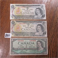 1954 & 2 -1973 CDN $1 BILLS