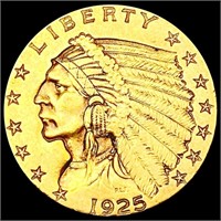 1925-D $2.50 Gold Quarter Eagle NEARLY