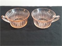 2pc Peach Rose Glass Teacups Queen Mary Pattern