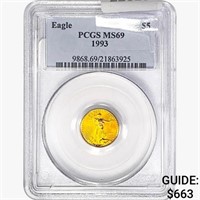 1993 $5 1/10oz. Gold Eagle PCGS MS69