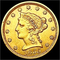 1855 $2.50 Gold Quarter Eagle CLOSELY
