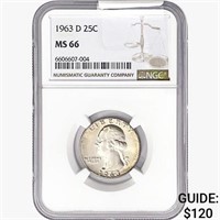 1963-D Washington Silver Quarter NGC MS66