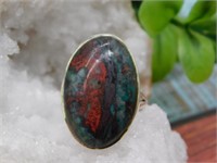 STERLING SILVER CHRYSOCOLLA RING SIZE 6 ROCK STONE