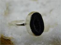 STERLING SILVER GEODE RING SIZE 6.5 ROCK STONE LAP