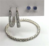 1CT Tanzanite Earrings w/ Swarovski Elements Hoops