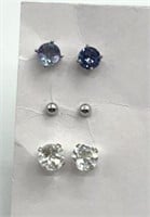 1 CTTW SS Tanzanite,14K white gold ball earrings