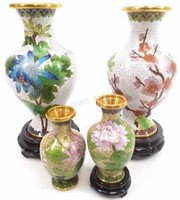 (4) Chinese Cloisonne Vases With (3)stands