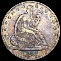 1863 Seated Liberty Half Dollar NEARLY