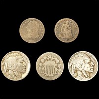 [5] Varied US Coinage [1832, 1849, 1875, [2]
