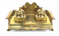 Vintage Brass Inkwells W/ Stand
