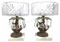 Pair Vintage Figural Pressed Glass Compotes