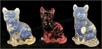 (3) Fenton Art Glass Cat Figurines