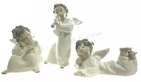 (3) Lladro Porcelain Angel Figurines