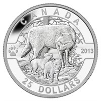 2013 Fine Pure Silver Wolf & Cubs $25