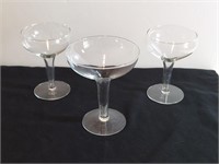 3pc Assorted Hollow Stem Champagne Goblets.  One