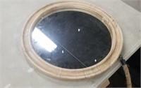 Wood Framed 16" Diameter Wall Mirror W Rope Hanger