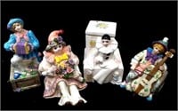 (4) Schmid, Yamada, Porcelain Clown Music Boxes