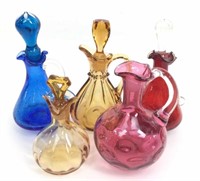 (5) Art Glass Cruet Bottles