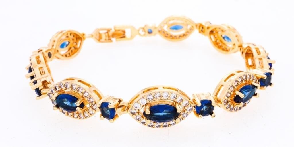 Custom Fancy Bracelet, Marquis Cuts Saphire Blue S