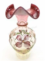 Artist Signed Fenton Glass Vase