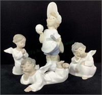 (4pc) Lladro Porcelain Figurines, Angels