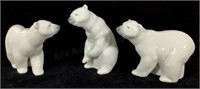 (3) Lladro Porcelain Polar Bears