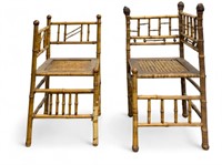 Antique Bamboo Corner Chairs (Pair)