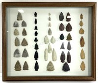 Display Case With Spear Points/ Arrowheads