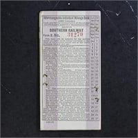 1916 Southern Railway mileage coupon booklet cover
