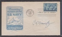 Admiral Chester Nimitz Autograph on signed 1945 Fi