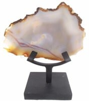 (1) Agate Mineral Slice With Stand