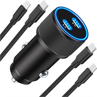 NEW 2PK -1 USB C To iPhone & 2 Fast Car Chargers