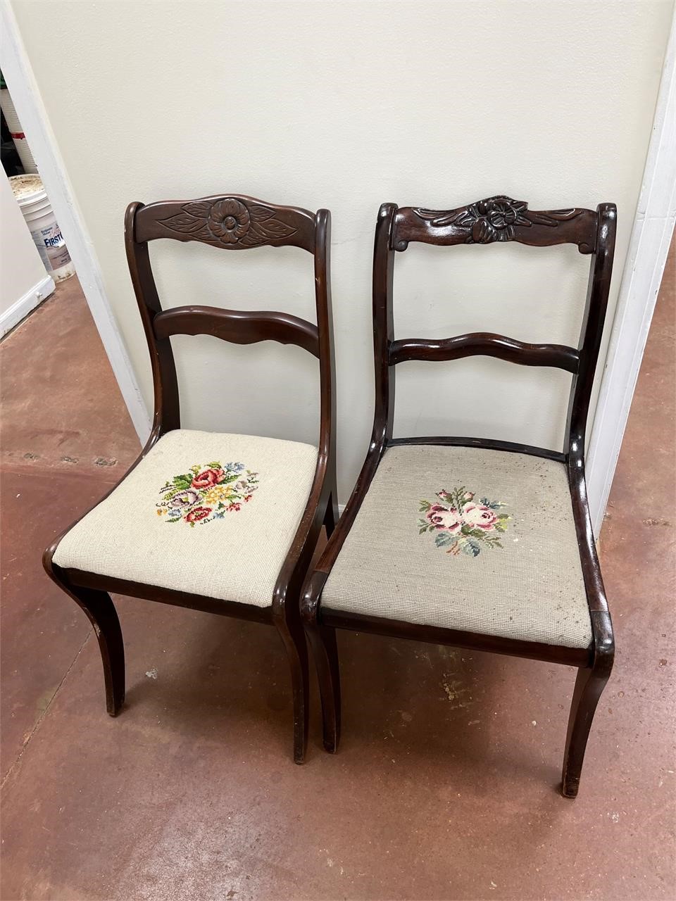 Two chairs with stitched seats B
