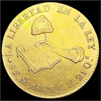 1863 Mexico .7615oz Gold 8 Escudos NICELY