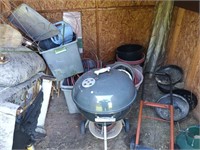 Contents of small shed flower pots, tubs, grill,