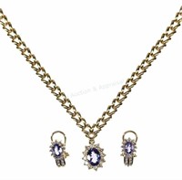 14k Gold, Diamond & Tanzanite Necklace & Pendant