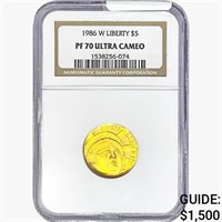 1986-W .2419oz. Gold $5 Liberty NGC PF70 UC