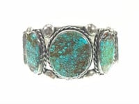Signed Sterling Silver & Turquoise Cuff Bracelet