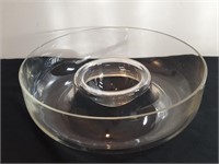 Chip & Dip Bowl Clear Glass Chipped In 2 Places