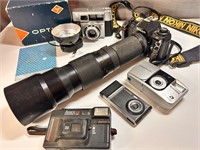 Vintage/Retro Camera Lot includes Nikon, Optima,+
