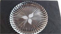 Clear Glass Ribbed Trefoil Pattern Serving Platter