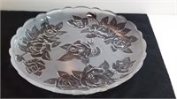 Laura Glass Frosted Rose Pattern Serving Platter
