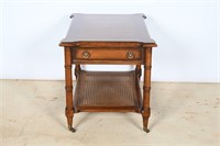 Vintage Century Caned End Table On Casters