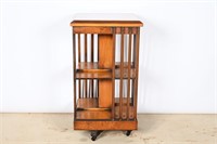 Antique Mahogany Inlaid Wood Rotating Bookcase