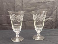 2pc Vintage Wheel Cut Libby Rock Sharpe Glasses